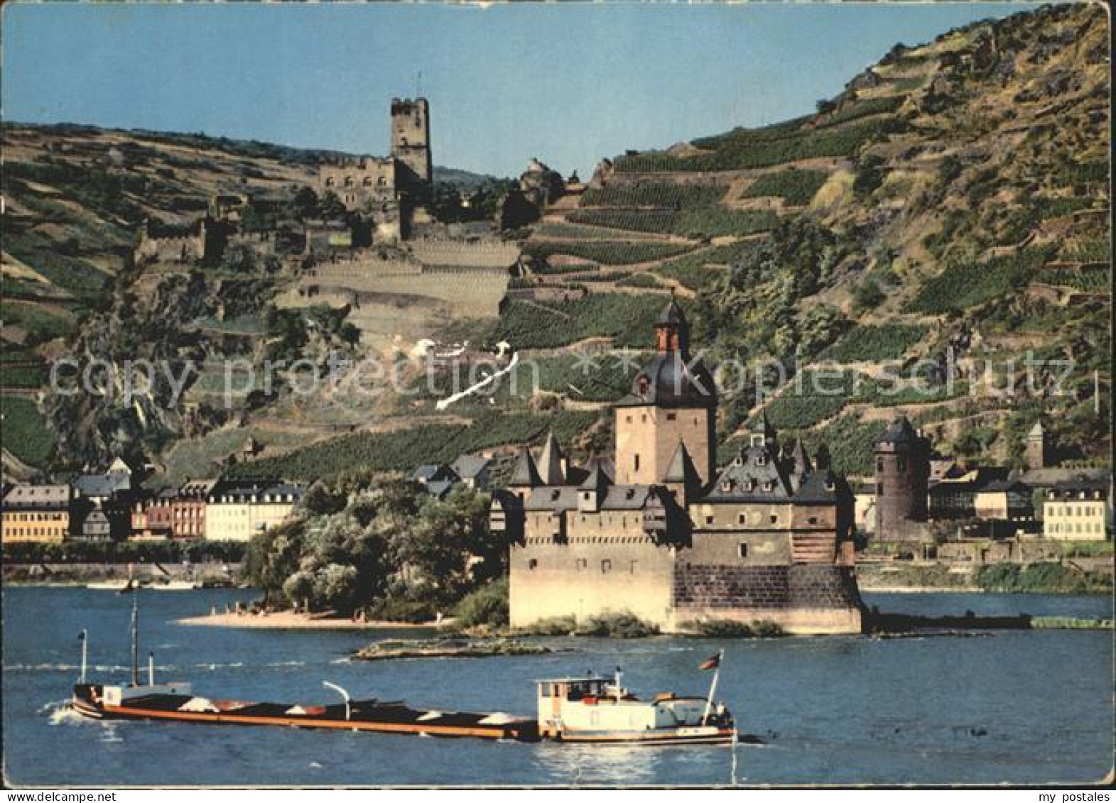 72270721 Kaub Pfalz Burg Pfalzgrafenstein Rhein Frachtkahn Kaub - Kaub