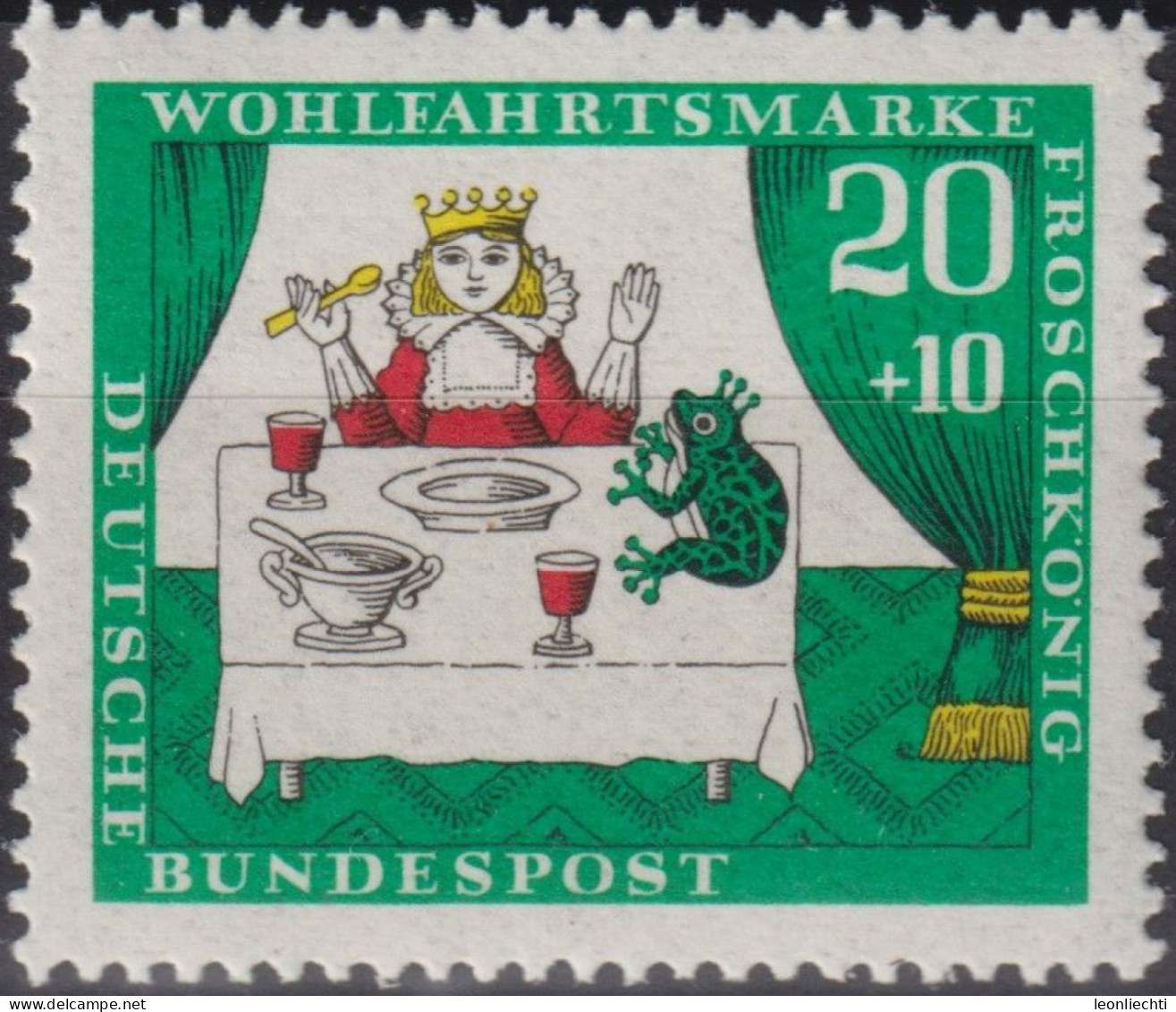 1966 Deutschland > BRD, ** Mi:DE 524, Sn:DE B419, Yt:DE 381, Froschkönig, Gebrüder Grimm - Fairy Tales, Popular Stories & Legends