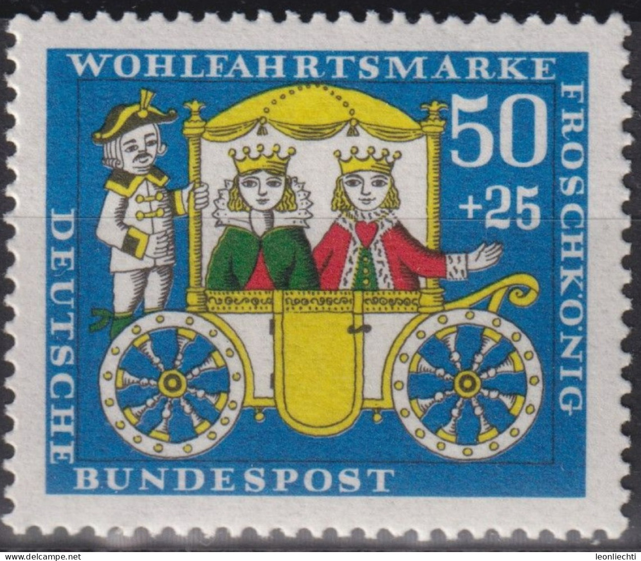 1966 Deutschland > BRD, ** Mi:DE 526, Sn:DE B421, Yt:DE 383, Froschkönig, Gebrüder Grimm, Kutsche - Postkoetsen