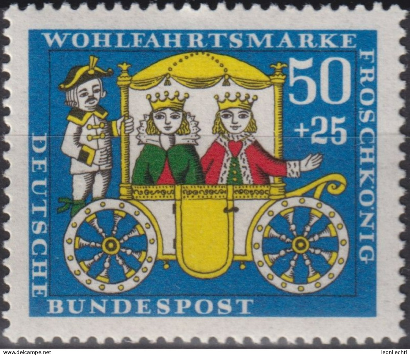 1966 Deutschland > BRD, ** Mi:DE 526, Sn:DE B421, Yt:DE 383, Froschkönig, Gebrüder Grimm, Kutsche - Fairy Tales, Popular Stories & Legends