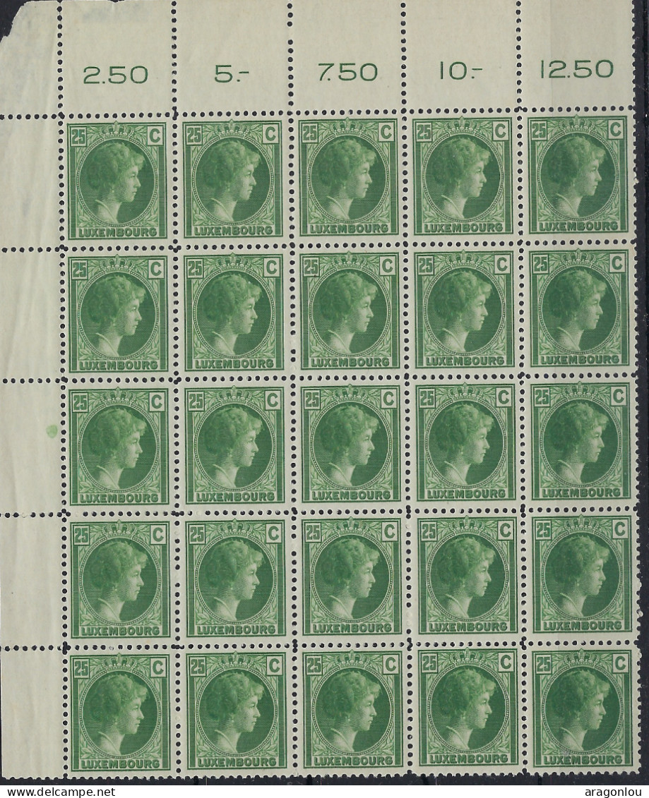 Luxembourg - Luxemburg - Timbre   1926   Charlotte     MNH**    25 X 25C. - 1926-39 Charlotte Rechtsprofil