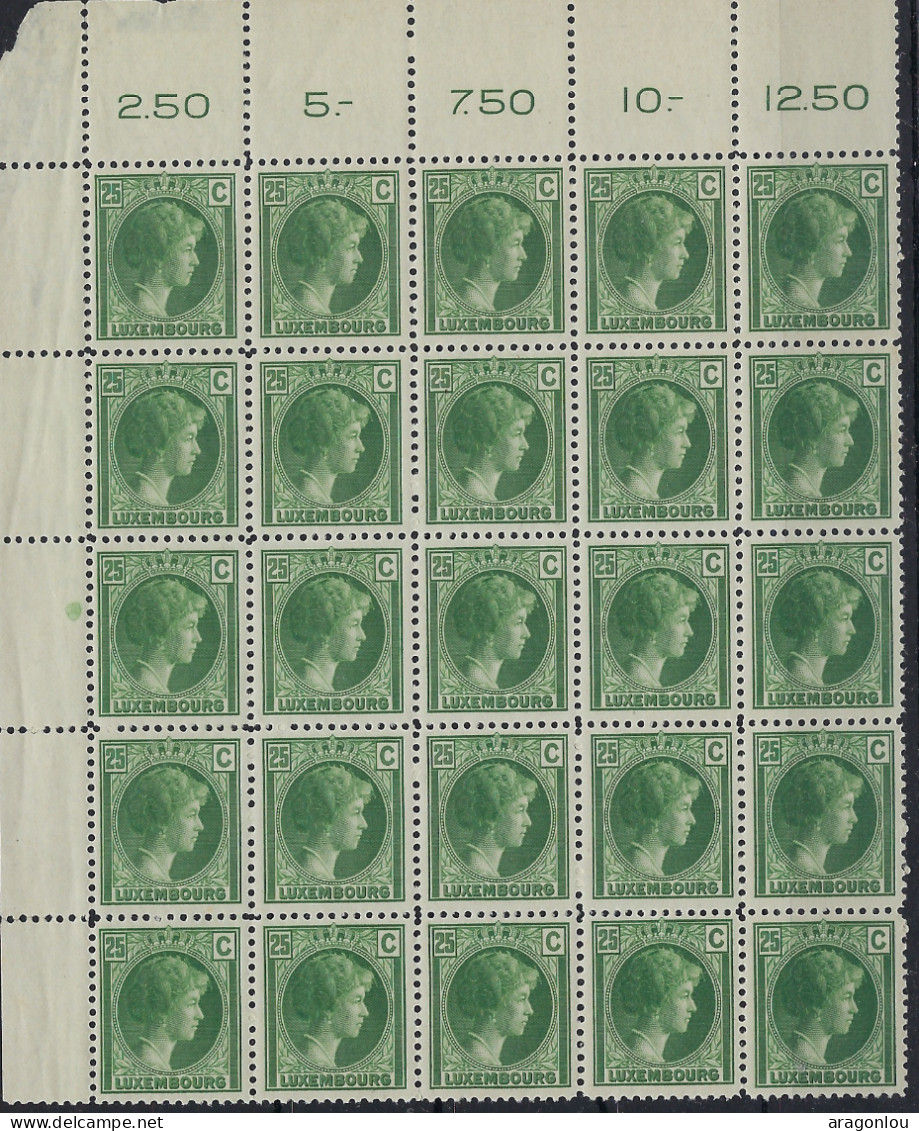 Luxembourg - Luxemburg - Timbre   1926   Charlotte     MNH**    25 X 25C. - 1926-39 Charlotte Right-hand Side