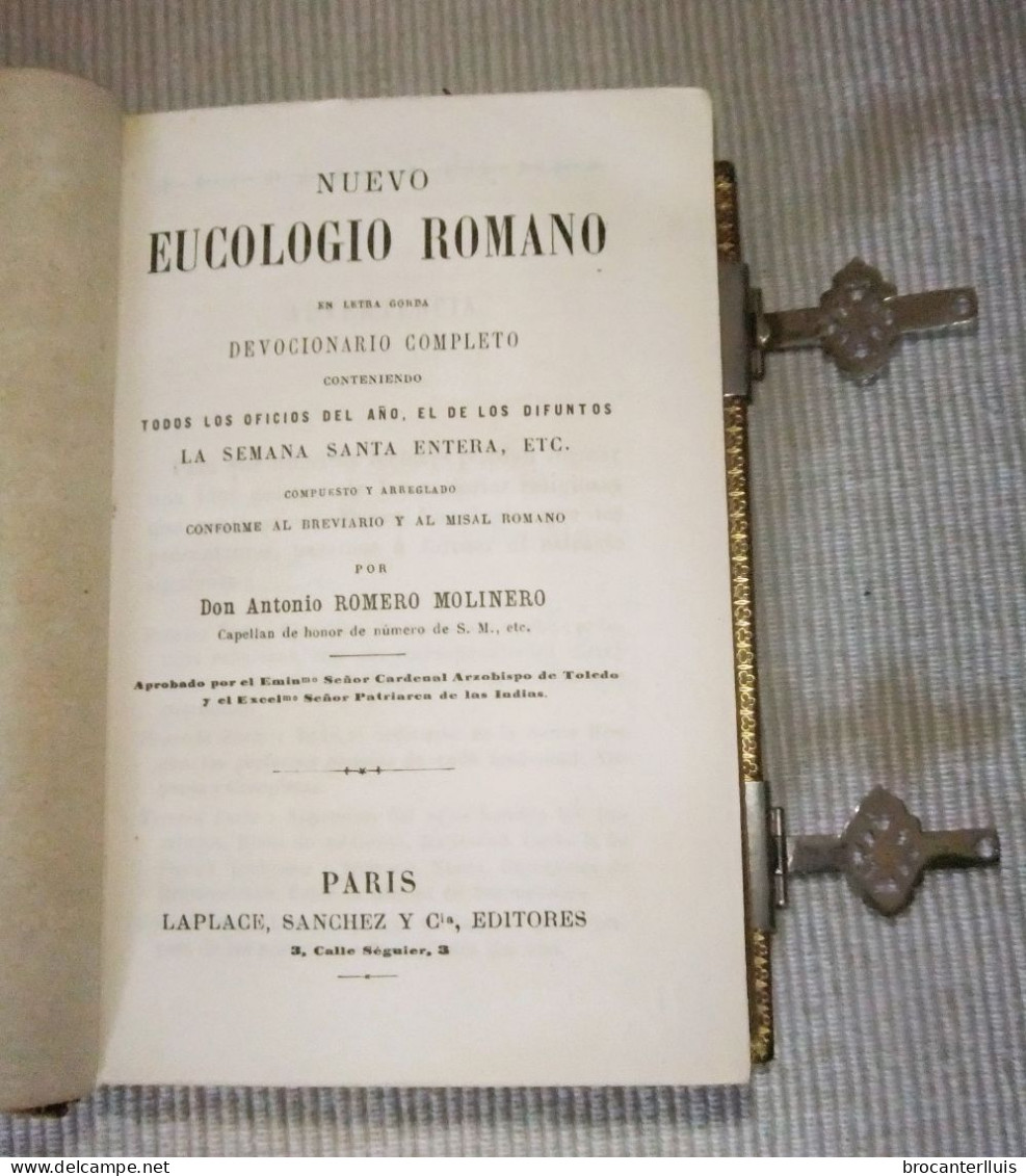 DEVOCIONARIO NUEVO EUCOLÓGICO ROMANO LAPLACE,SANCHEZ Y Cia EDITORES 1876