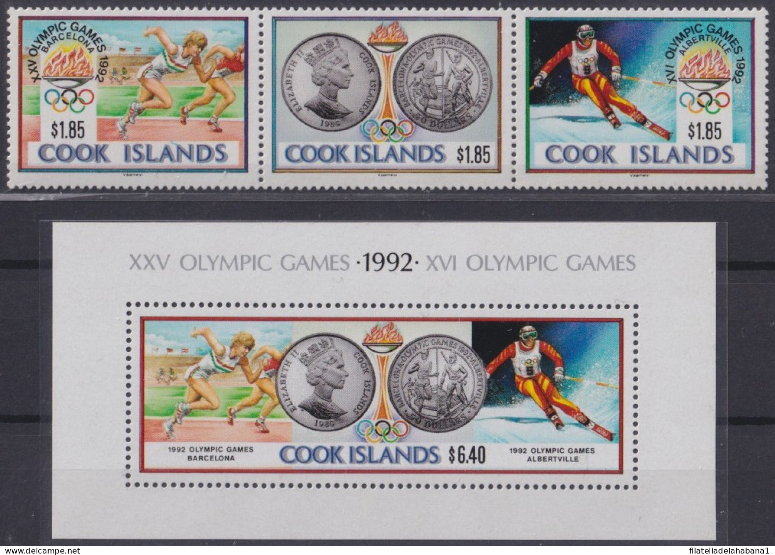 F-EX48914 COOK IS MNH 1990 OLYMPIC GAMES BARCELONA ARBERTVILLE SKI ATHLETISM.  - Zomer 1992: Barcelona