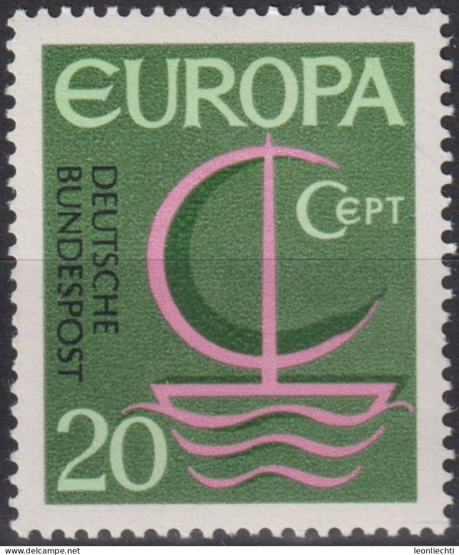 1966 Deutschland > BRD, ** Mi:DE 519, Sn:DE 963, Yt:DE 376, EUROPA, Stilisiertes Boot - 1966