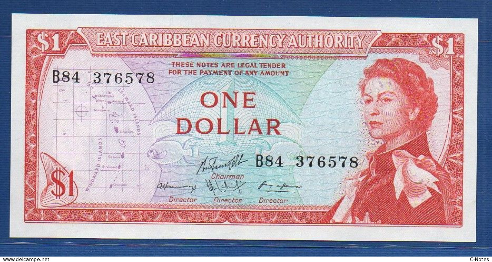 EAST CARIBBEAN STATES - P.13g – 1 Dollar ND (1965) UNC-, S/n B84 376578 - Ostkaribik