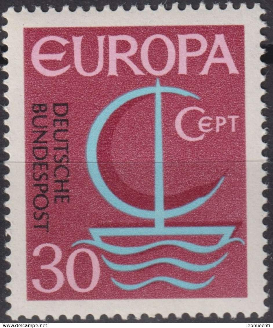 1966 Deutschland > BRD, ** Mi:DE 520, Sn:DE 964, Yt:DE 377, EUROPA, Stilisiertes Boot - 1966