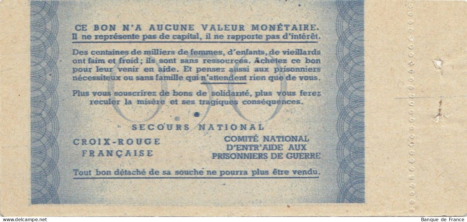 Bon De Solidarité France 0.50 Franc - Pétain 1941 / 1942 KL.01 Avec Souche - Notgeld
