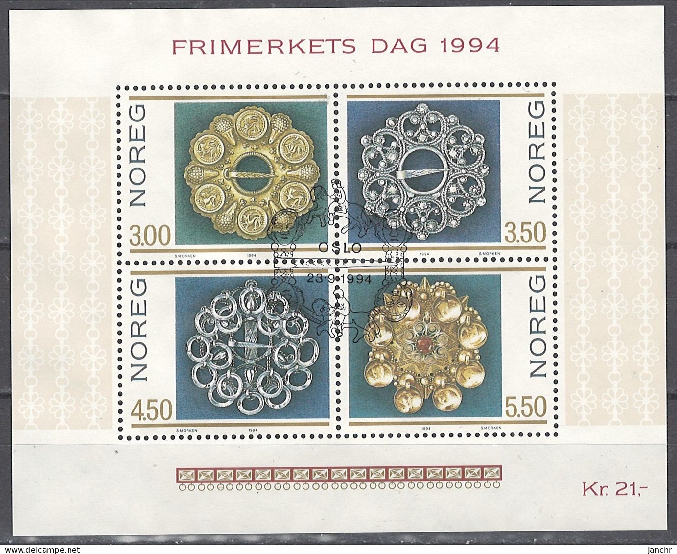 Norwegen Norway 1994. Mi. Block 21, Used O - Blocks & Sheetlets