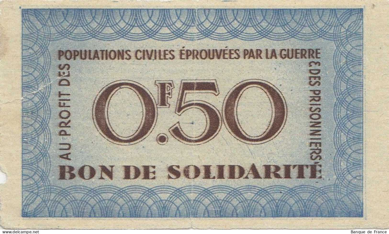 Bon De Solidarité France 0.50 Franc - Pétain 1941 / 1942 KL.01 - Bonds & Basic Needs