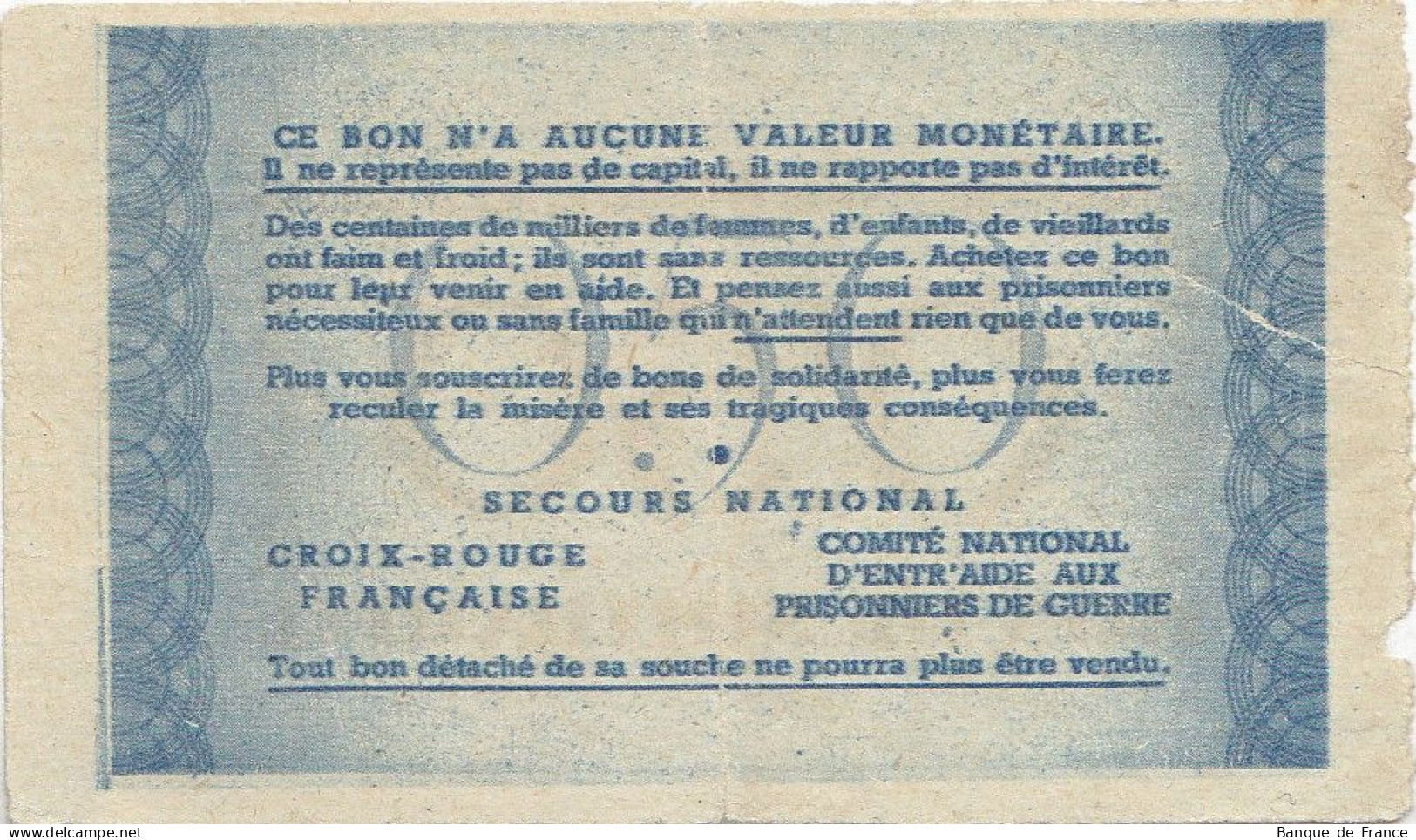 Bon De Solidarité France 0.50 Franc - Pétain 1941 / 1942 KL.01 - Bons & Nécessité