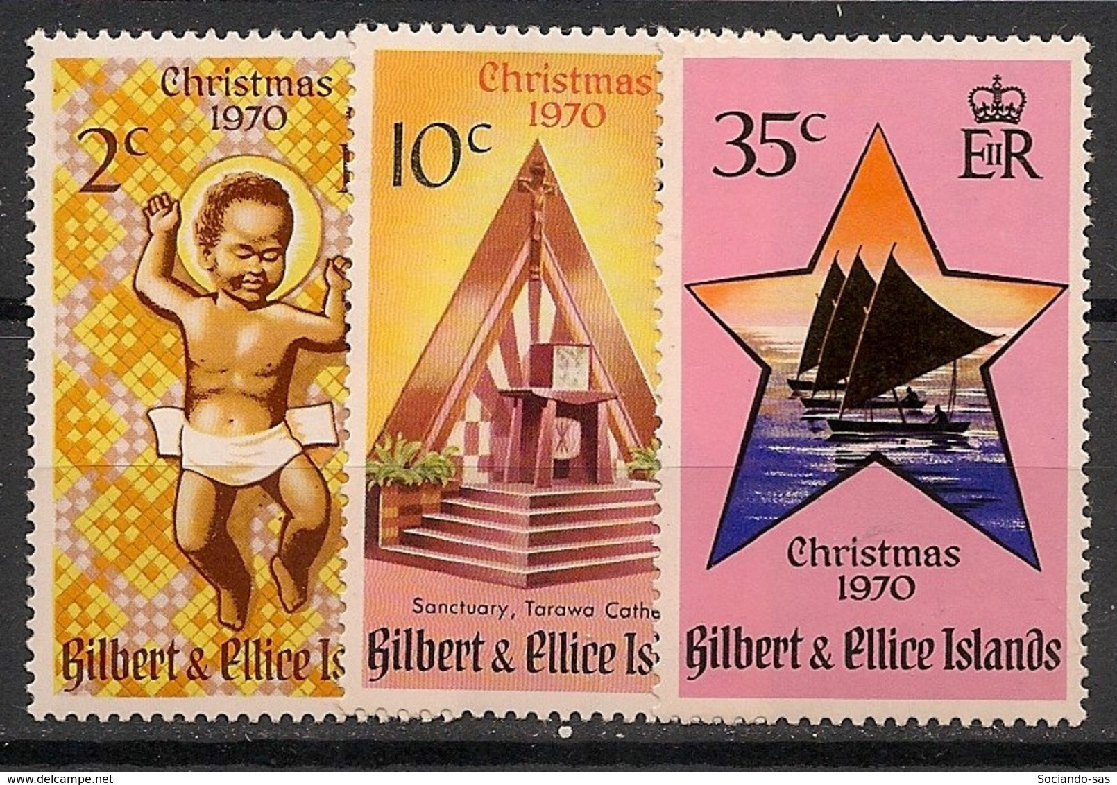 GILBERT & ELLICE - 1970 - N°YT. 165 à 167 - Noel - Neuf Luxe ** / MNH / Postfrisch - Îles Gilbert Et Ellice (...-1979)
