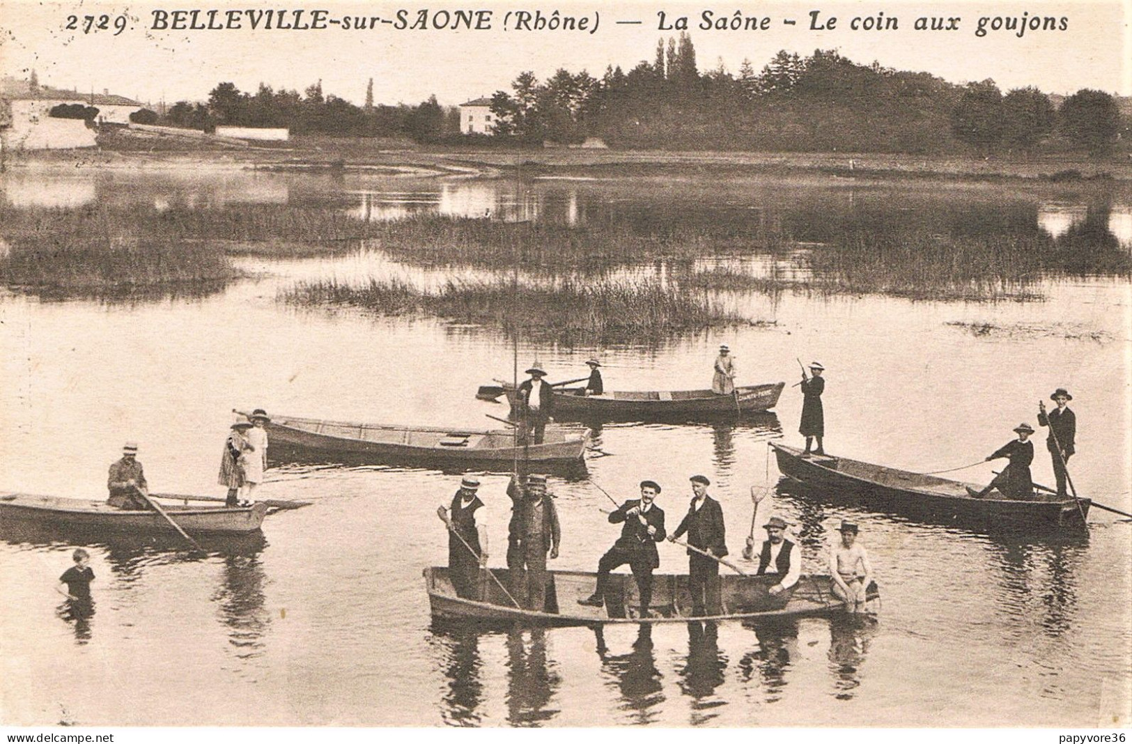 BELLEVILLE Sur SAONE (Rhône) - La Saône - Le Coin Aux Goujons - Pêcheurs - Barques - Animée - Belleville Sur Saone