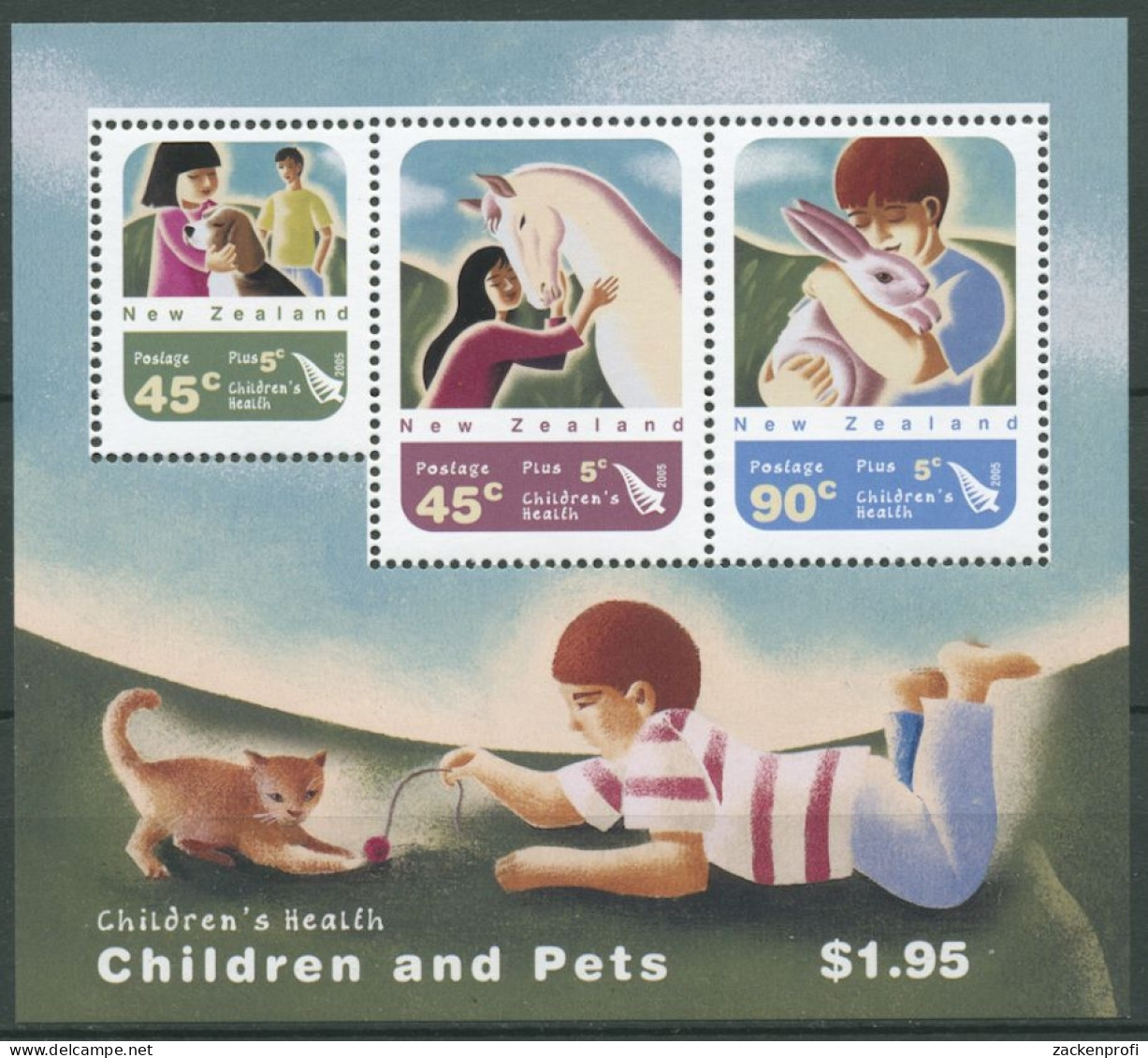 Neuseeland 2005 Kinderhilfe Kinder Und Haustiere Block 187 Postfrisch (C25732) - Blocks & Sheetlets