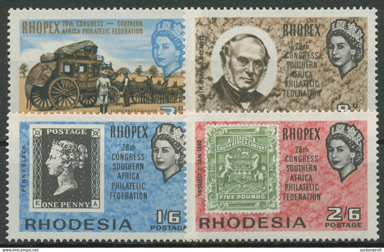 Rhodesien 1966 RHOPEX Bulawayo Marke Auf Marke 38/41 Postfrisch - Rhodésie (1964-1980)