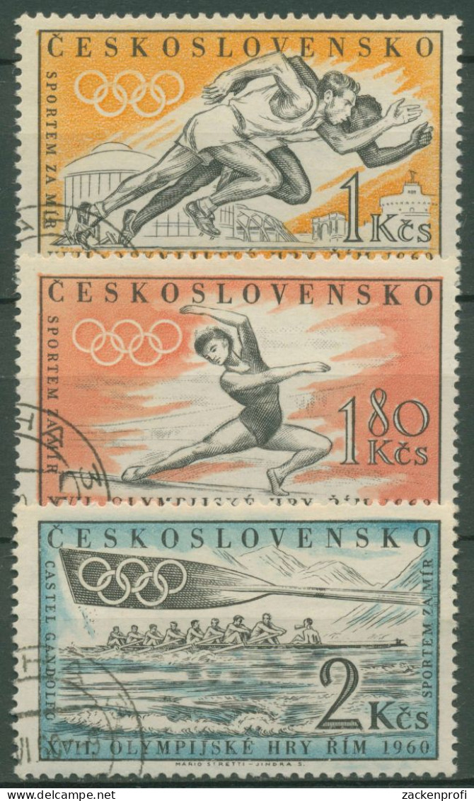Tschechoslowakei 1960 Olympia Sommerspiele Rom 1206/08 Gestempelt - Used Stamps