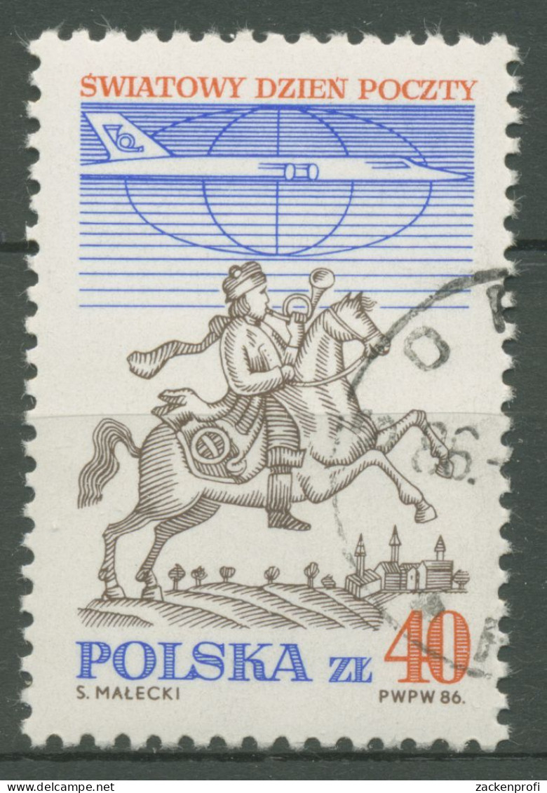 Polen 1986 Weltposttag Postreiter 3051 Gestempelt - Gebraucht