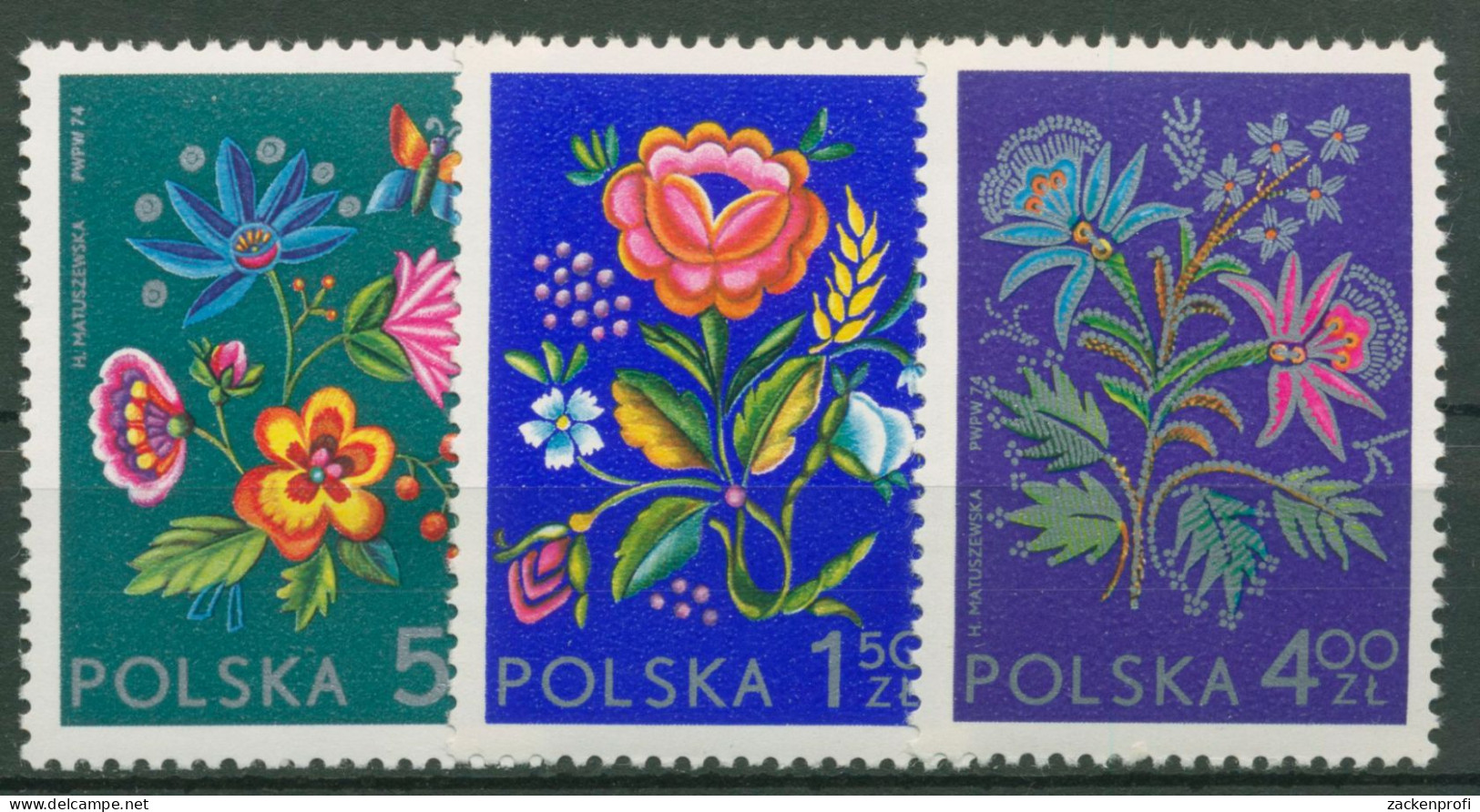 Polen 1974 SOCPHILEX'Katowice Blumenstickerei 2309/11 A Postfrisch - Ungebraucht