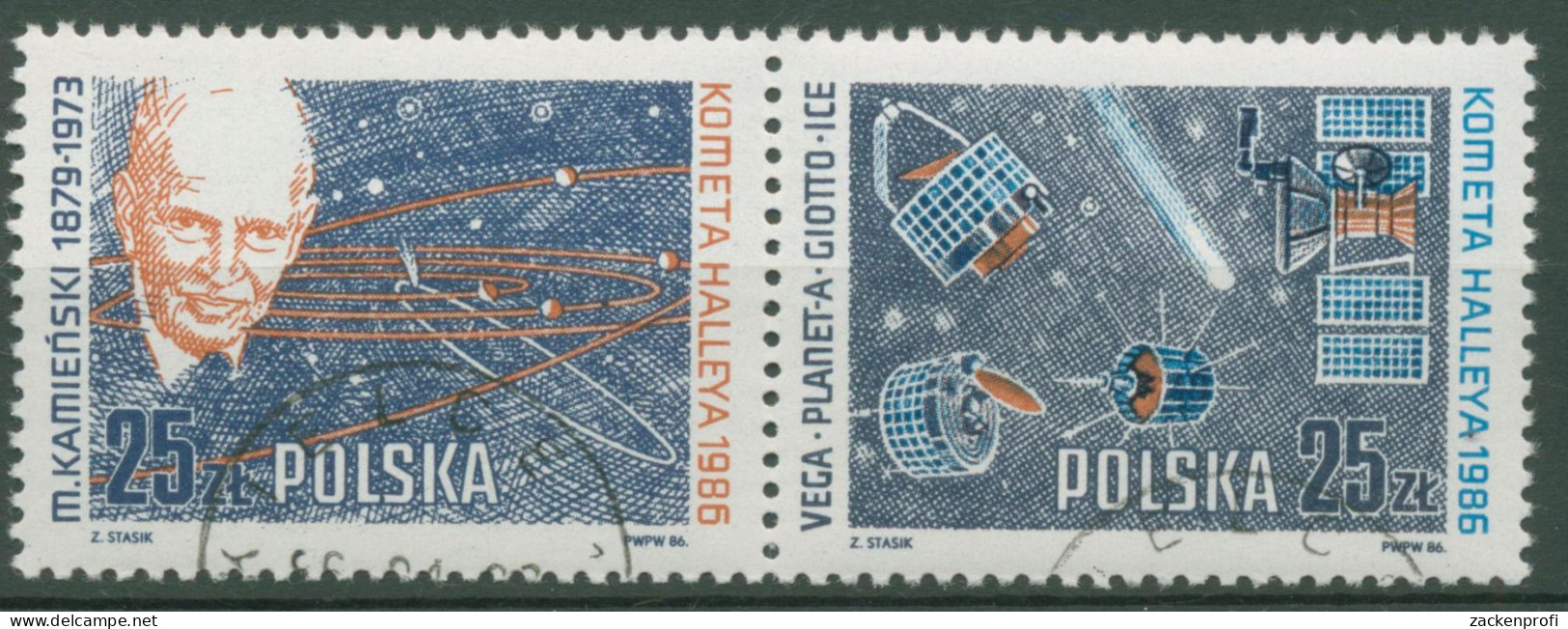 Polen 1986 Halleyscher Komet Raumsonden 3014/15 ZD Gestempelt - Gebraucht