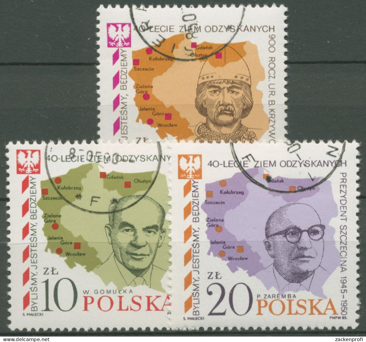 Polen 1985 Eingliederung Der West-u. Nordgebiete 2970/72 Gestempelt - Used Stamps