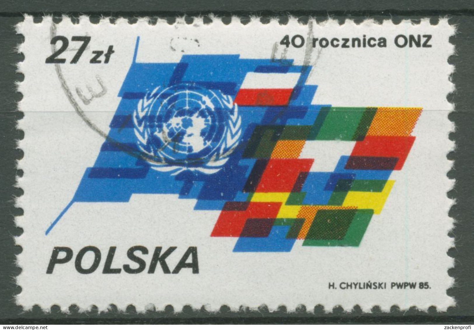 Polen 1985 40 Jahre Vereinte Nationen Flaggen 3004 Gestempelt - Used Stamps