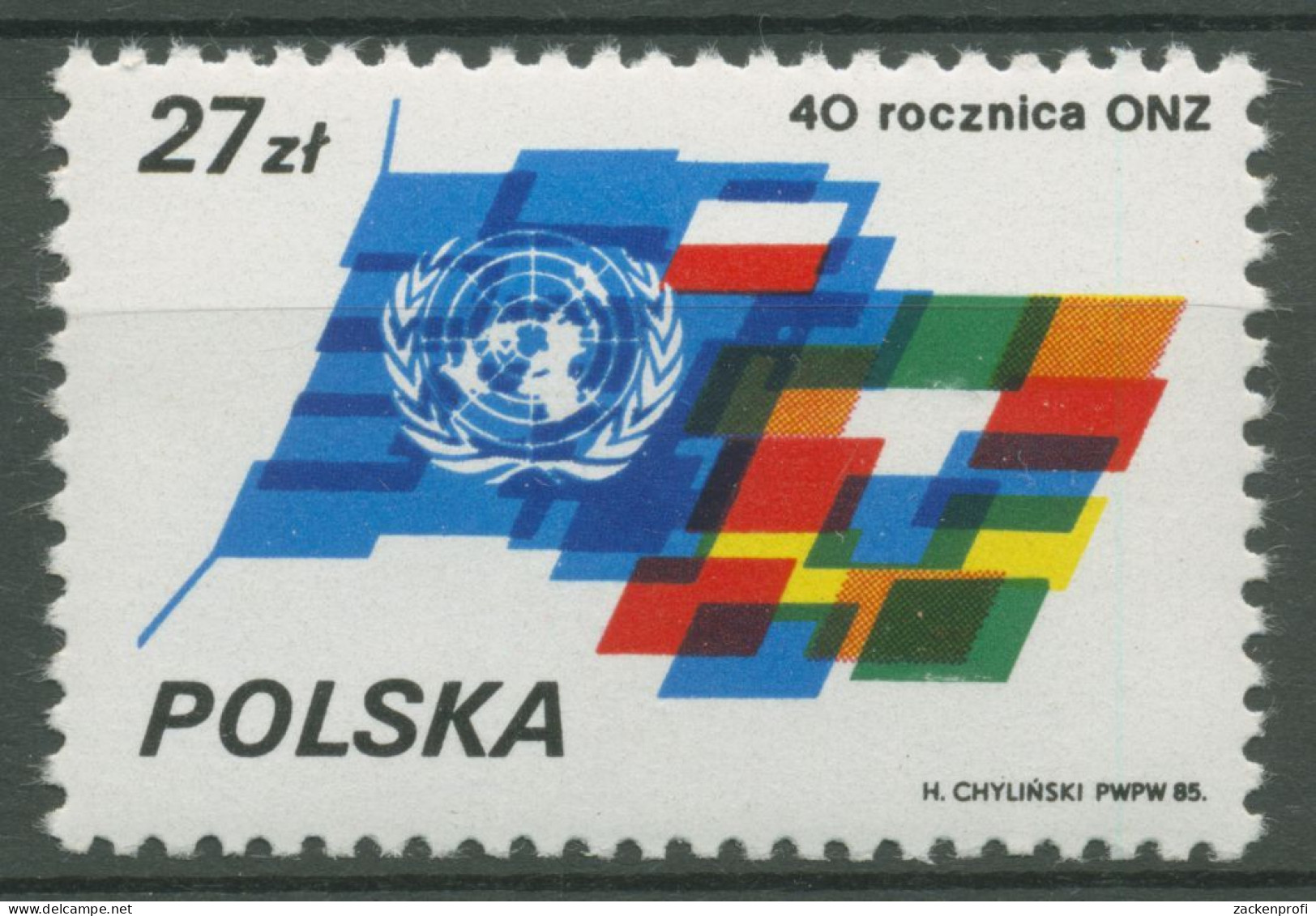 Polen 1985 40 Jahre Vereinte Nationen Flaggen 3004 Postfrisch - Nuevos