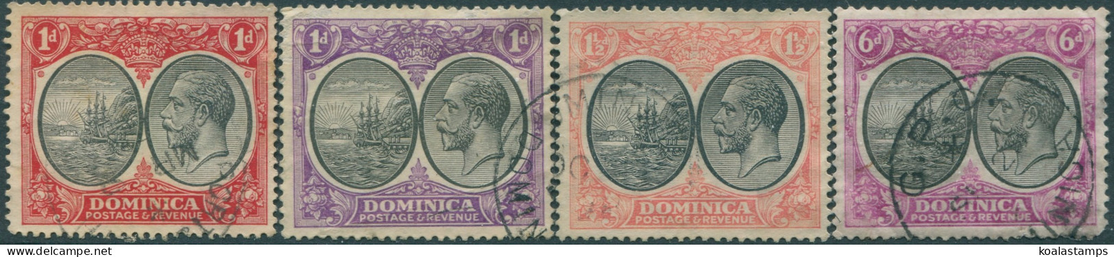 Dominica 1923 SG73-82 KGV Galleon In Harbour (4) FU (amd) - Dominica (1978-...)