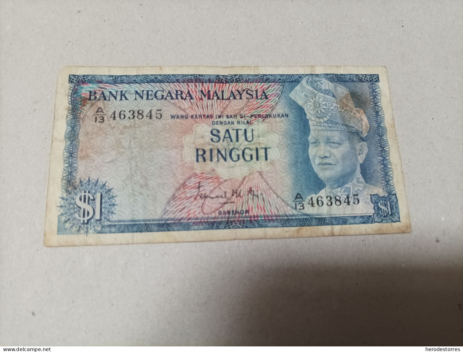 Billete Malasia 1 Ringgit, Año 1972, Serie A - Malaysia