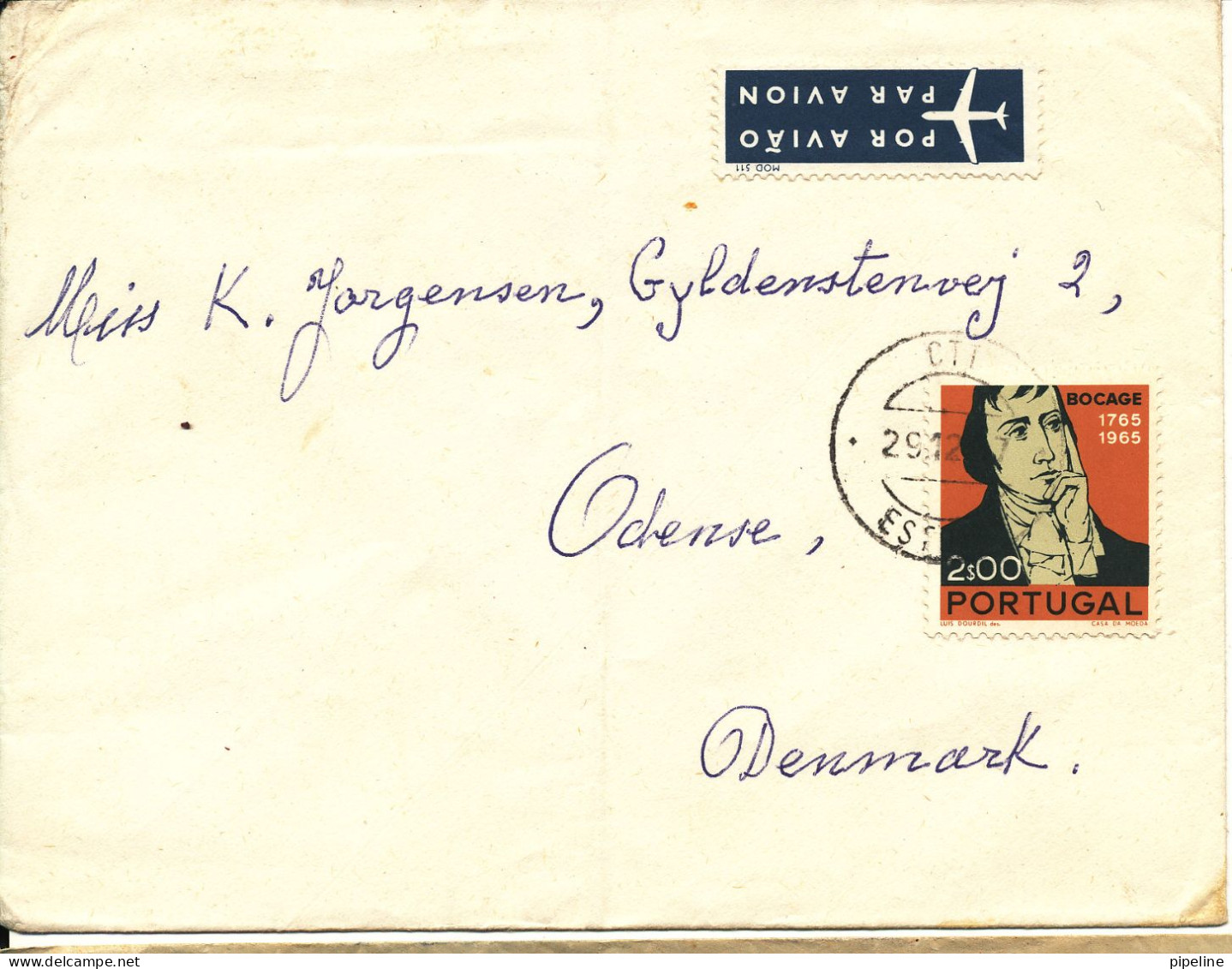 Portugal Cover Sent To Denmark 29-7-1967 Single Franked Folded Cover - Brieven En Documenten