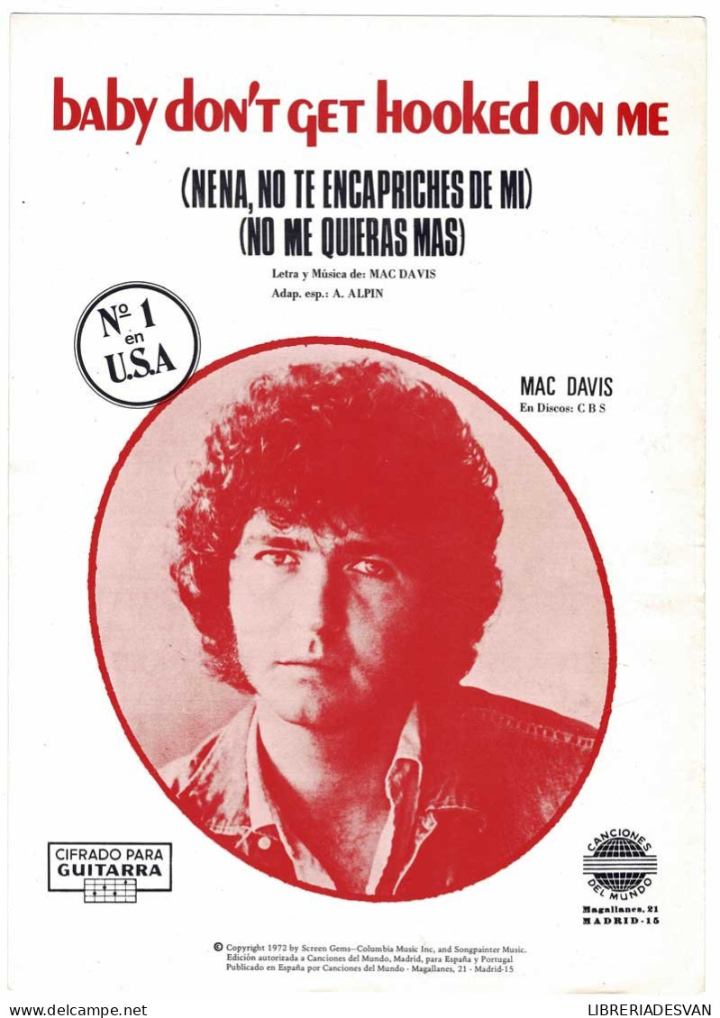 Cancionero Baby Don't Get Hooked On Me De Mac Davis - Other & Unclassified