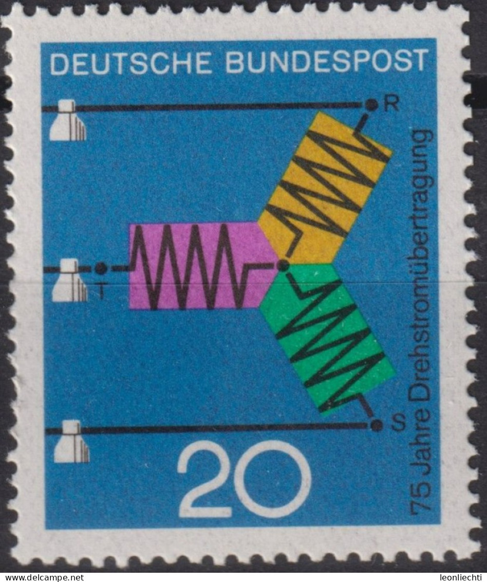 1966 Deutschland > BRD, ** Mi:DE 521, Sn:DE 965, Yt:DE 378, Drehstromleitung - Electricidad