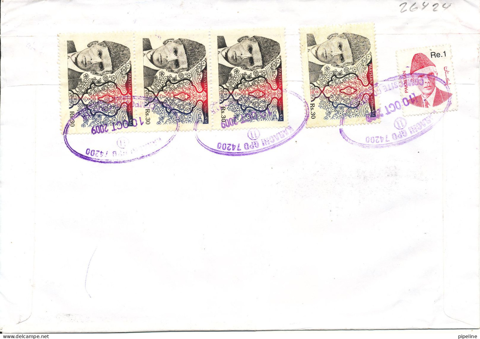 Pakistan Registered Cover Sent To Denmark 10-10-2009 Topic Stamps On Front And Backsideof The Cover Big Size - Pakistan