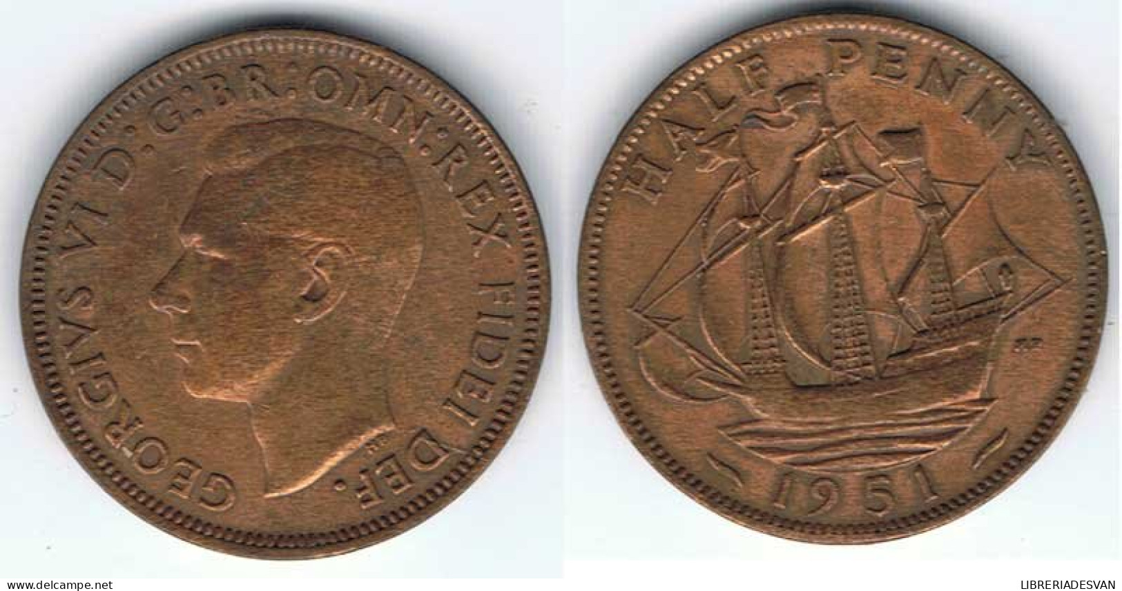 Moneda De Gran Bretaña 1/2 Penny 1951 - Ohne Zuordnung