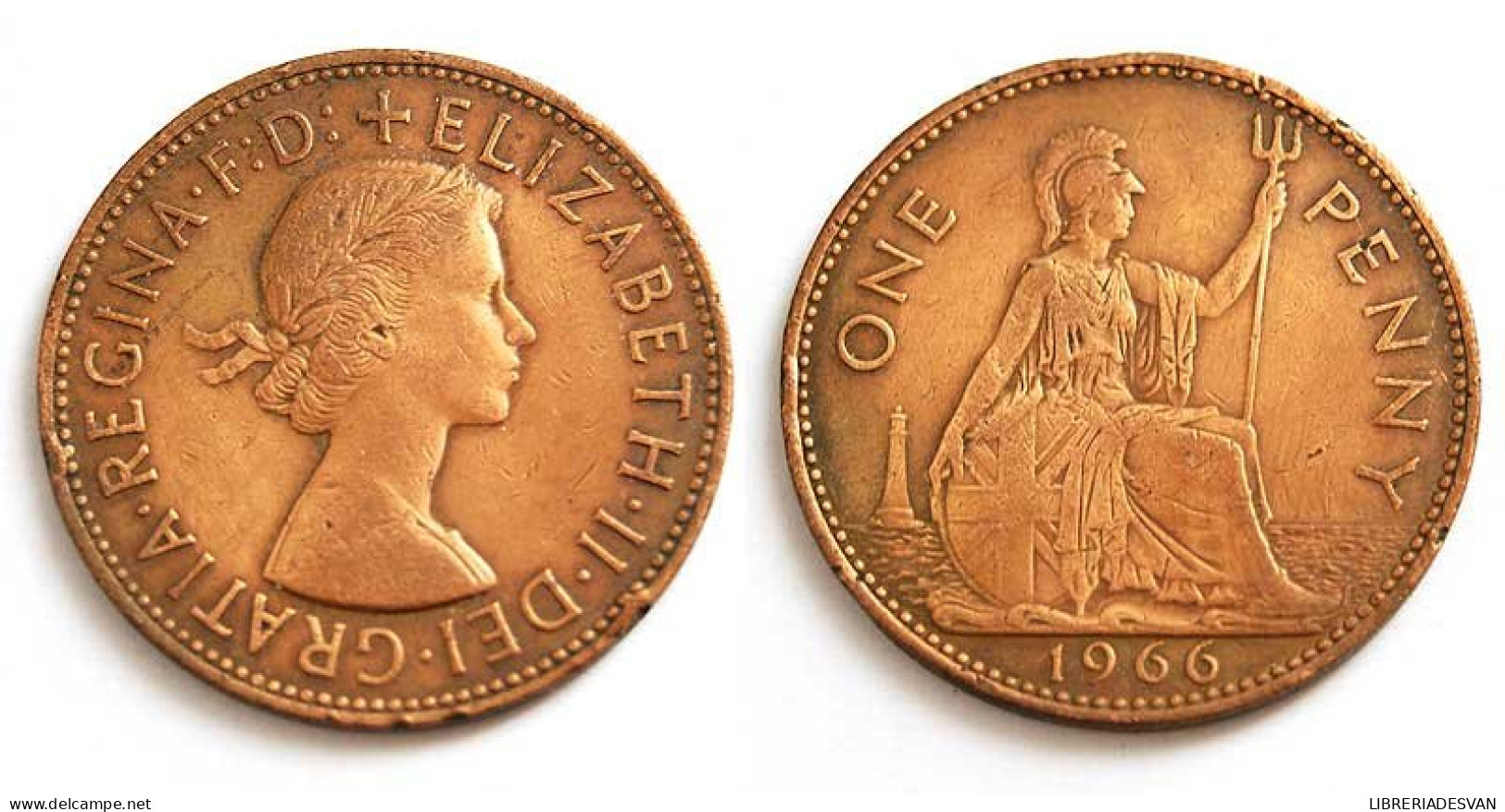Moneda Inglaterra 1 Penique 1966 - Ohne Zuordnung