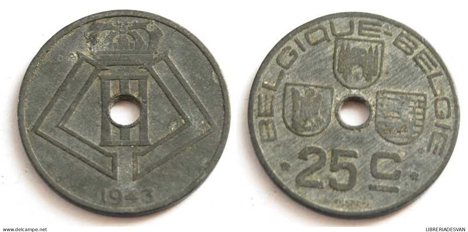Moneda Bélgica 25 Centimes 1943 - Zonder Classificatie