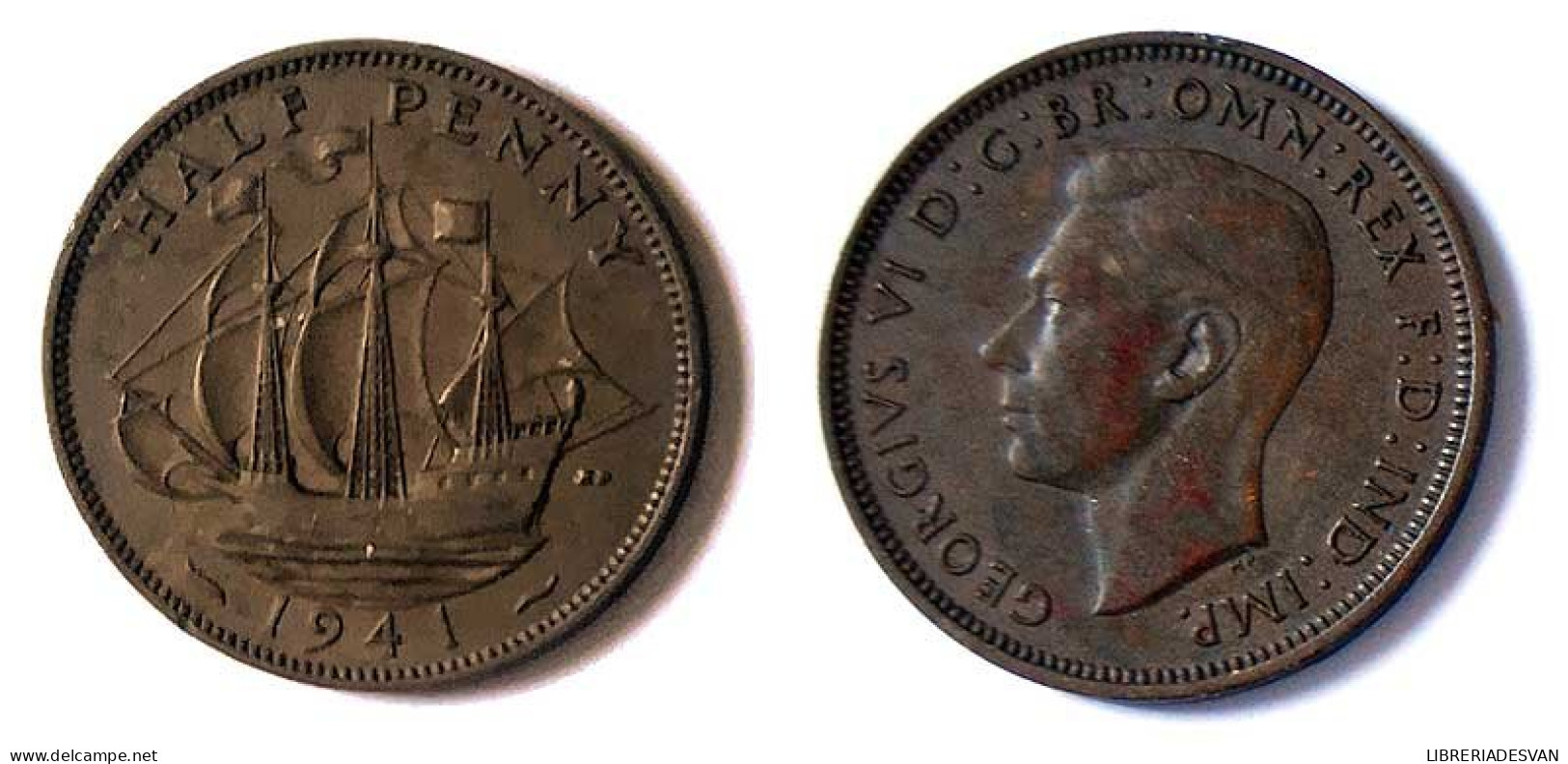 Moneda Inglaterra 1/2 Penny 1941 - Zonder Classificatie