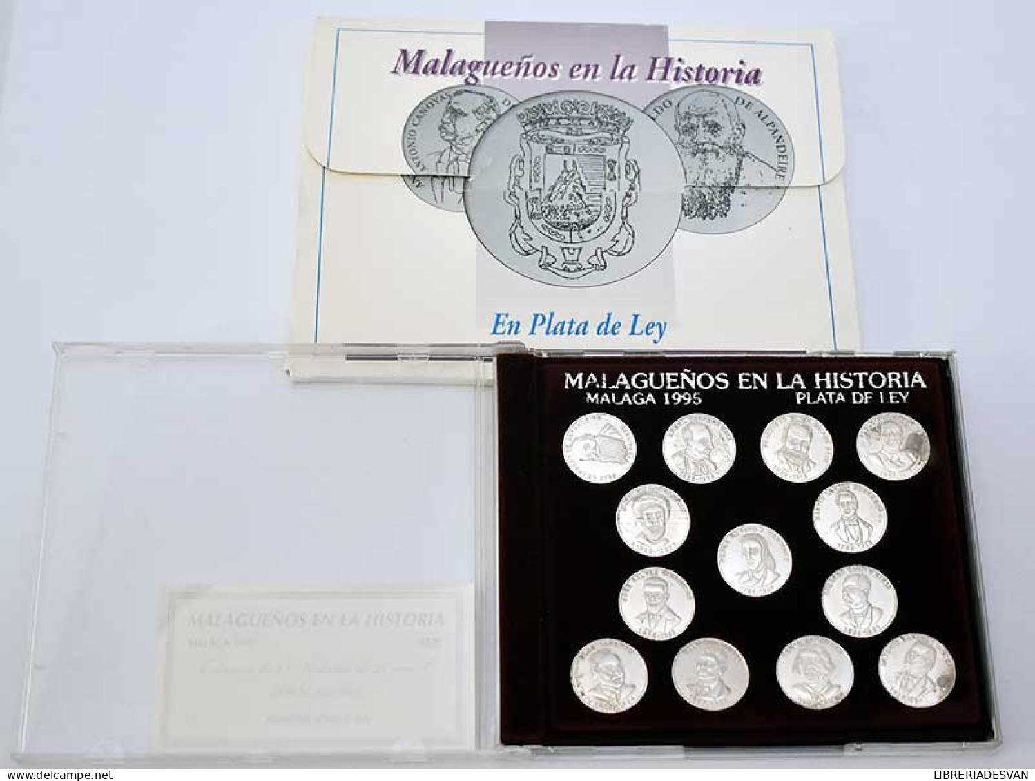 Malagueños En La Historia. Colección De 13 Medallas Acuñadas En Plata De Ley - Non Classés