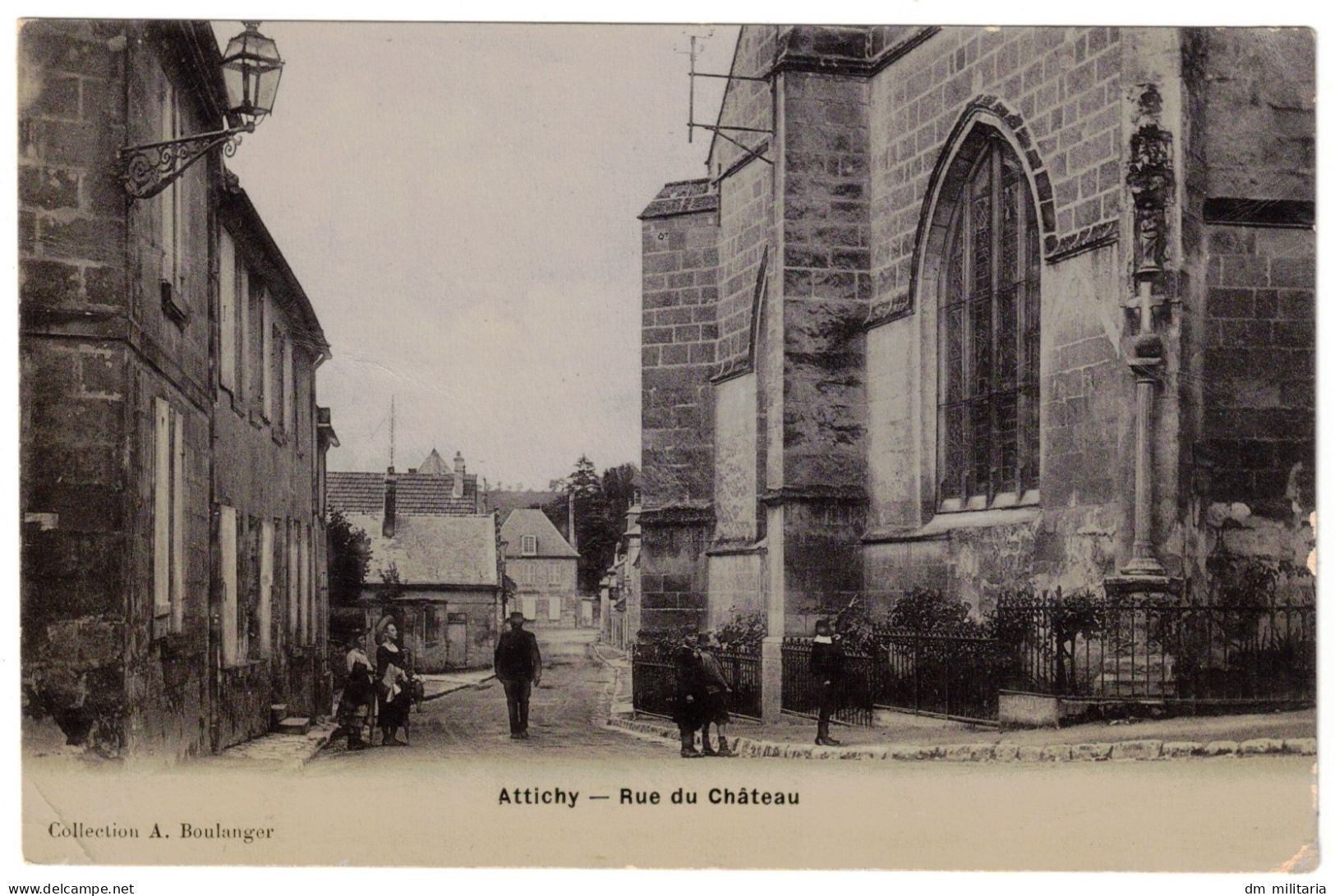 60 - TRÈS BELLE CARTE PHOTO : ATTICHY - RUE DU CHÂTEAU - RUE ANIMÉE - CARTE ÉCRITE PAR UN MILITAIRE - Attichy