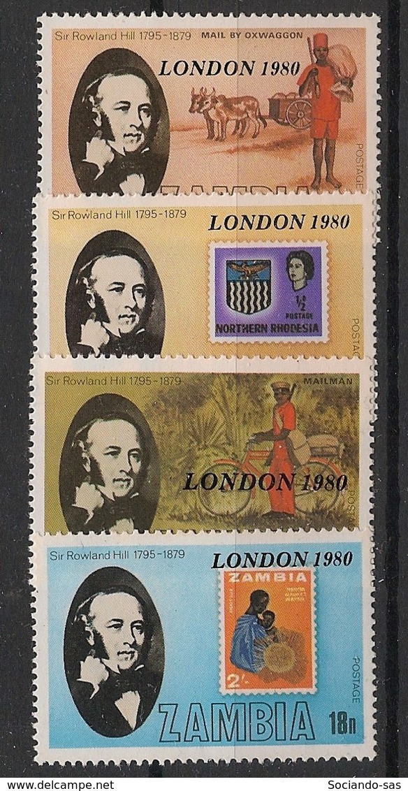 ZAMBIA - 1980 - N°YT. 209 à 212 - Rowland Hill / London 80 - Neuf Luxe ** / MNH / Postfrisch - Zambia (1965-...)