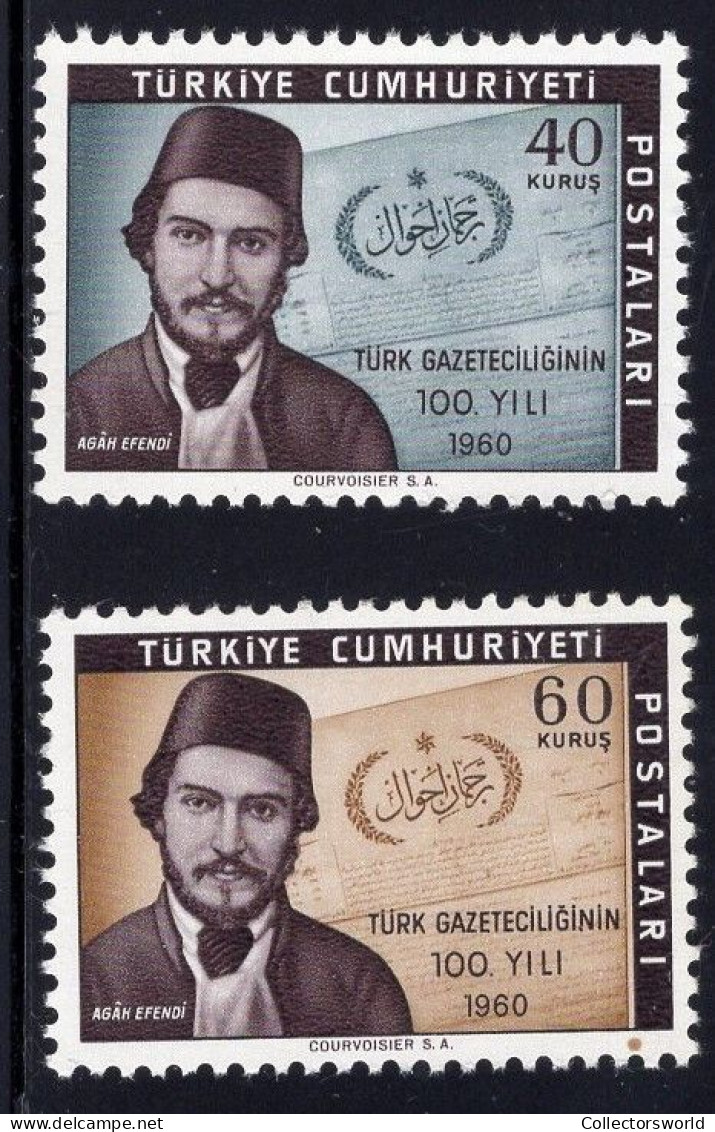 Turkey Serie 2v 1960 100 Years Turkish Press MNH - Unused Stamps