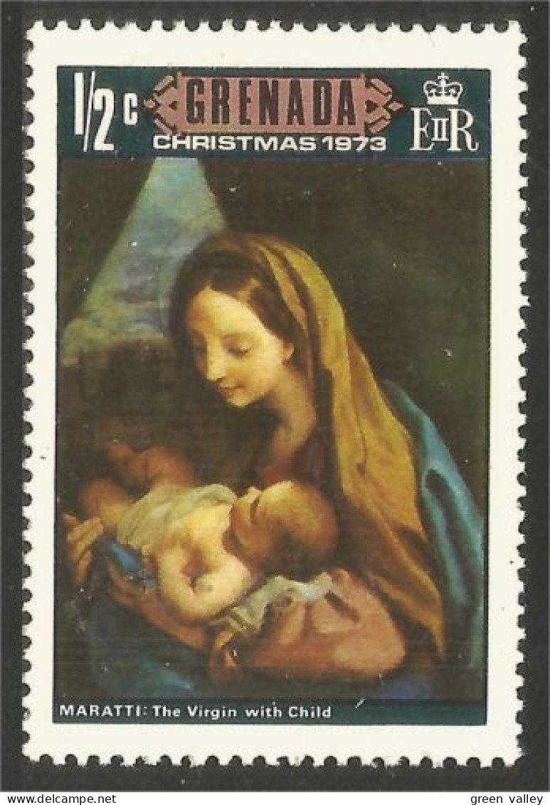 XW01-3085 Grenada Tableau Maratti Vierge Enfant Virgin Child Painting Noel Christmas MH * Neuf - Religion