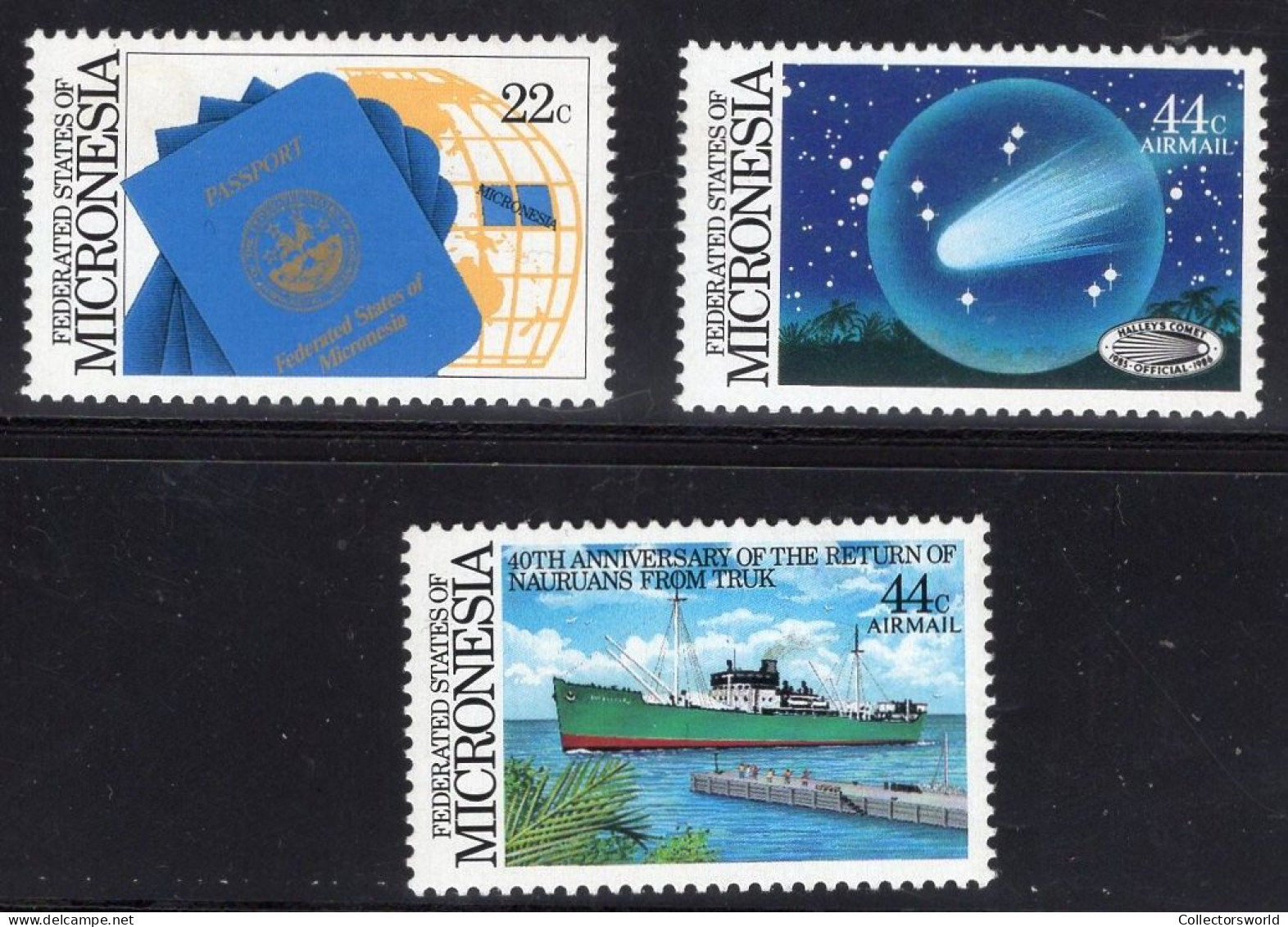 Micronesia 2 X Serie 3v 1986 1st Passport - Halley's Commet Ship MNH - Mikronesien