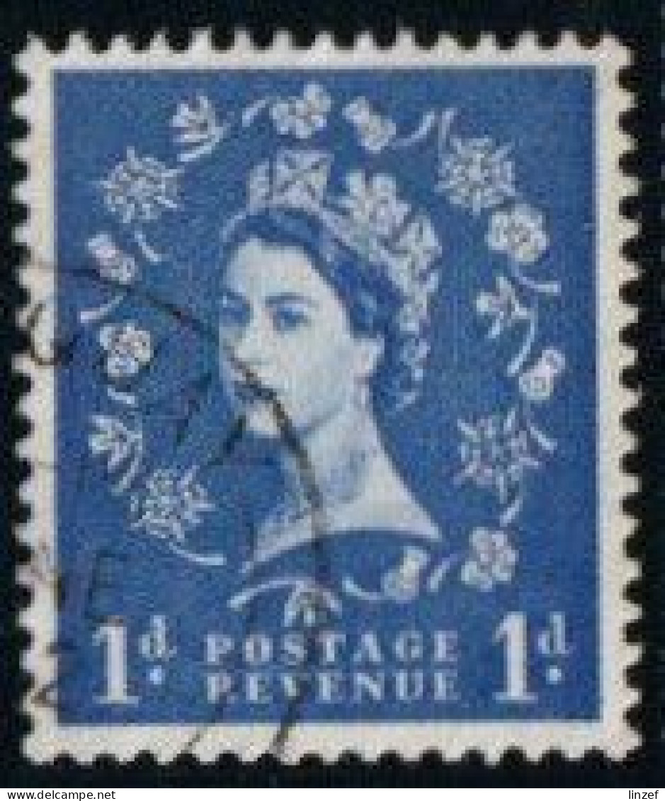 GB 1958 Yv. N°328b - 1p Outremer Filigrane Renversé - Oblitéré - Used Stamps