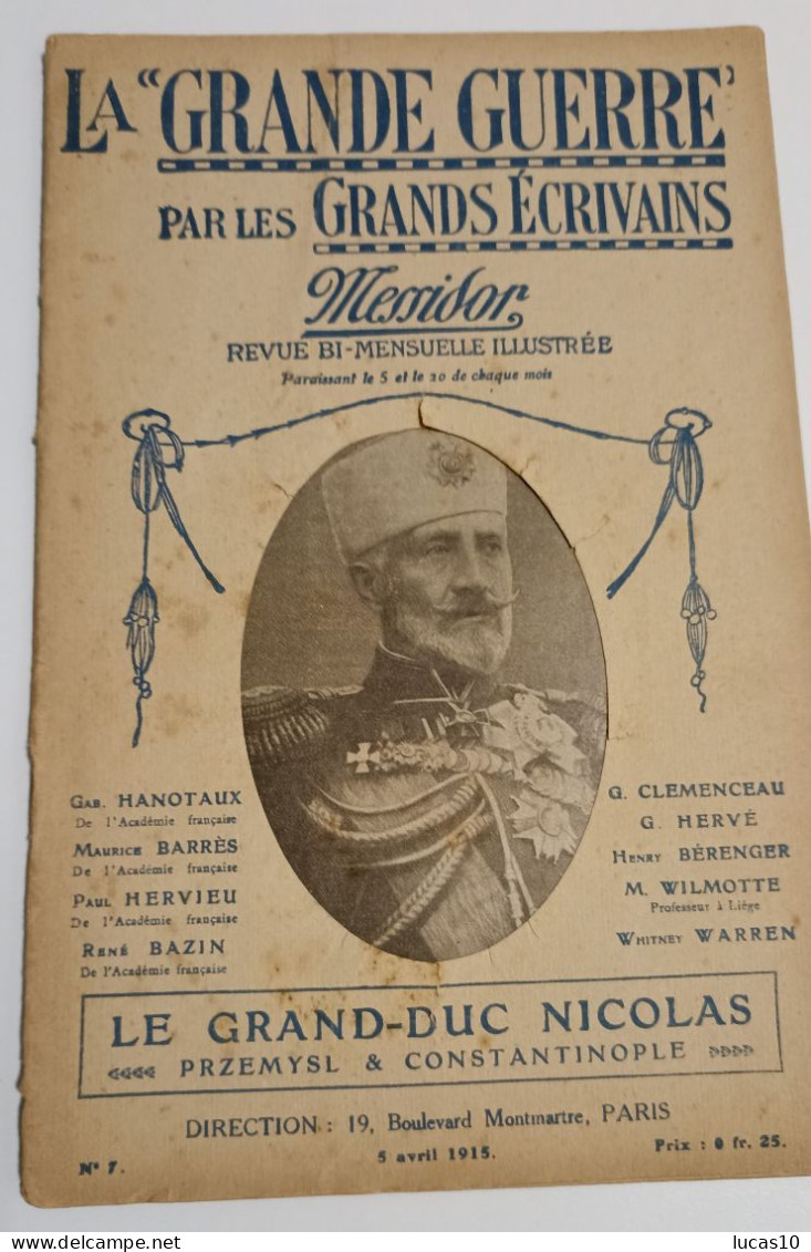 LA "GRANDE GUERRE" PAR LES GRANDS ECRIVAINS N°7. LE GRAND DUC NICOLAS NICOLAIEVITCH - War 1914-18