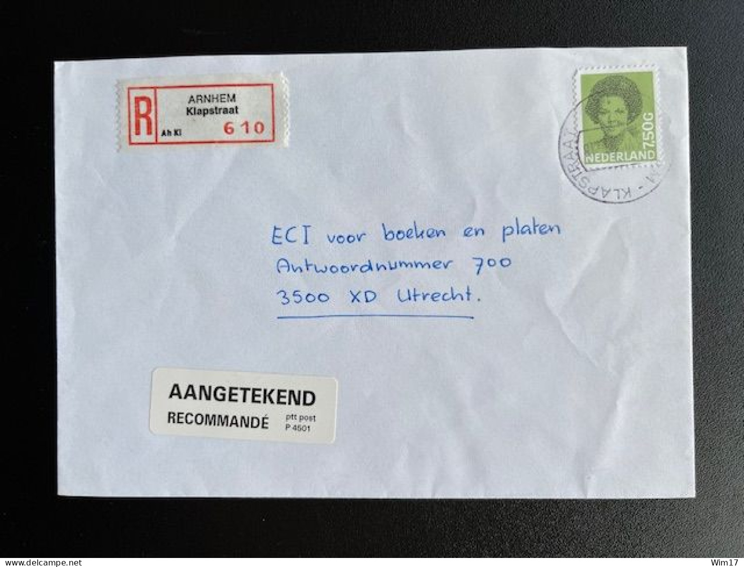 NETHERLANDS 1991 REGISTERED LETTER ARNHEM KLAPSTRAAT TO UTRECHT 13-06-1991 NEDERLAND AANGETEKEND - Storia Postale