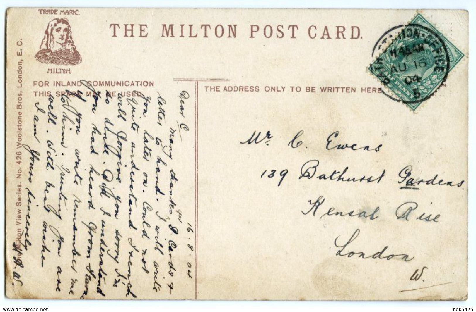 MATLOCK FROM THE DERWENT / BATH STATION OFFICE POSTMARK / LONDON, KENSAL RISE, BATHURST GARDENS (EWENS) - Derbyshire