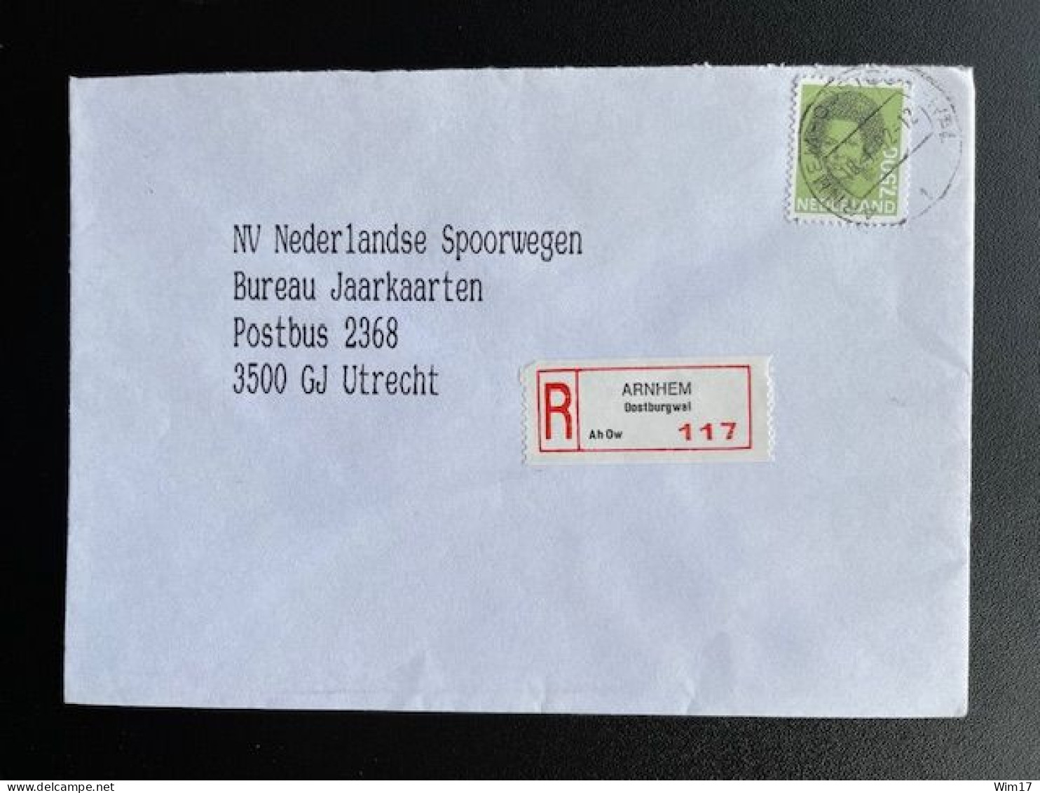 NETHERLANDS 1992 REGISTERED LETTER ARNHEM OOSTBURGWAL TO UTRECHT 18-01-1992 NEDERLAND AANGETEKEND - Covers & Documents