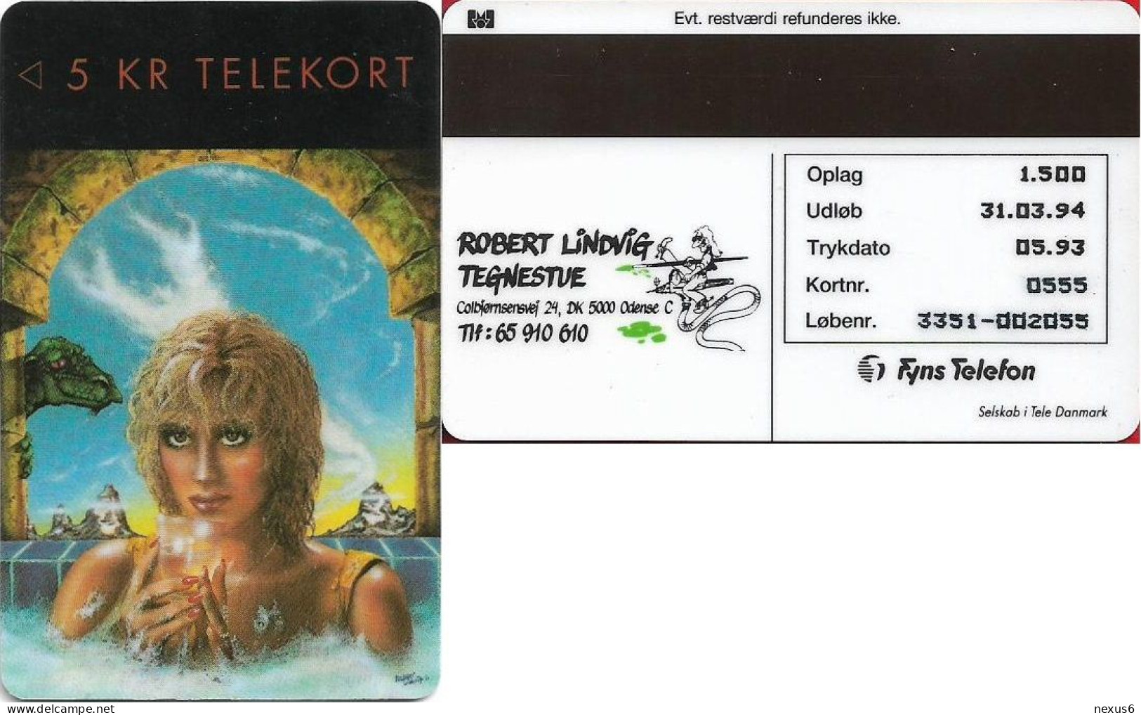 Denmark - Fyns - Painting By Robert Lindvig 2 - TDFP0010A - 05.1993, 1.450ex, 5kr, Used - Denemarken