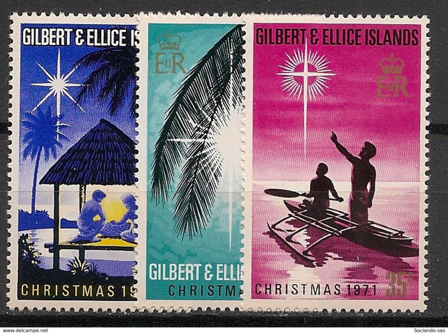 GILBERT & ELLICE - 1971 - N°YT. 185 à 187 - Noel - Neuf Luxe ** / MNH / Postfrisch - Îles Gilbert Et Ellice (...-1979)