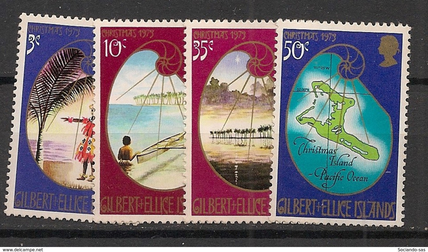 GILBERT & ELLICE - 1973 - N°YT. 207 à 210 - Noel - Neuf Luxe ** / MNH / Postfrisch - Îles Gilbert Et Ellice (...-1979)